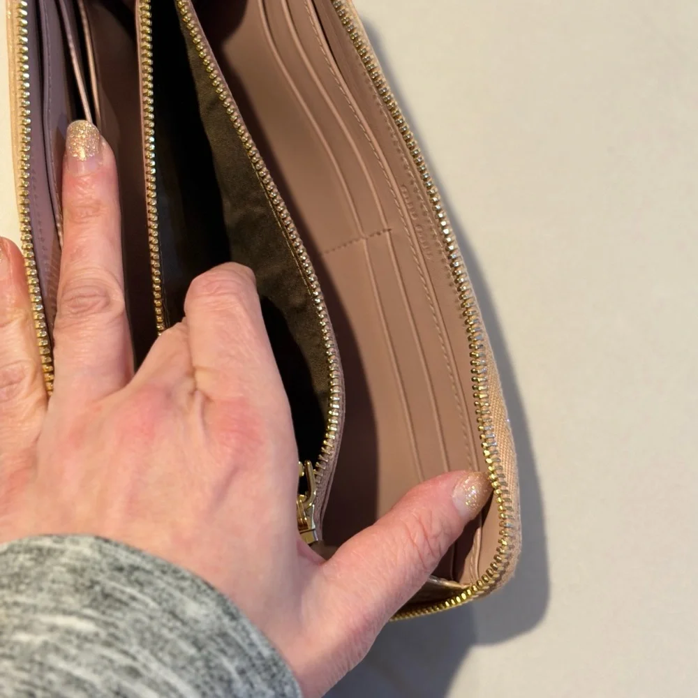 Miu Miu Crocodile-Embossed Leather Continental Wallet Long